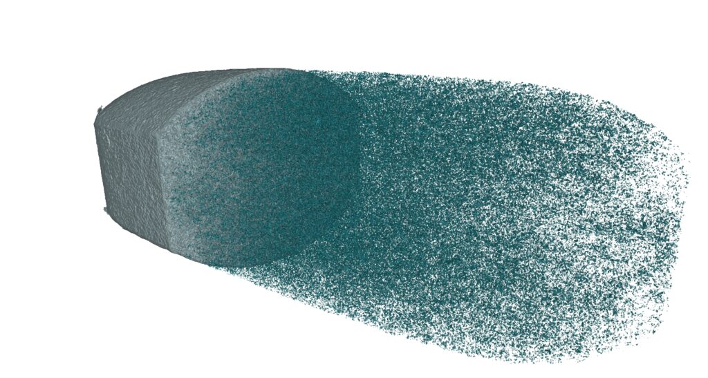 Rendu 3D de la porosité dans un comprimé de paracétamol, d'après un scan de tomographie