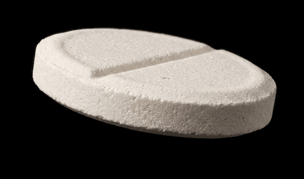 3D rendering of an effervescent tablet obtained by tomography (micro-CT)