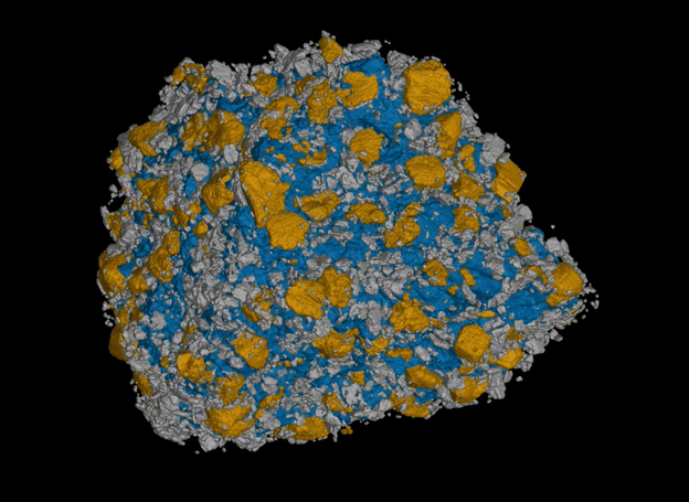 3D rendering ingredients within a tablet obtained by tomography (micro-CT)